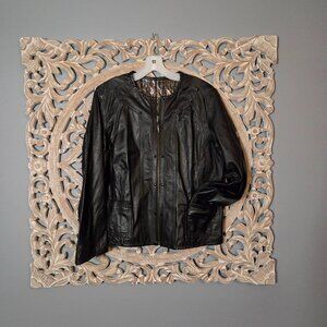 Chicos Reversible Leather  and Gold Jacket Size Large
